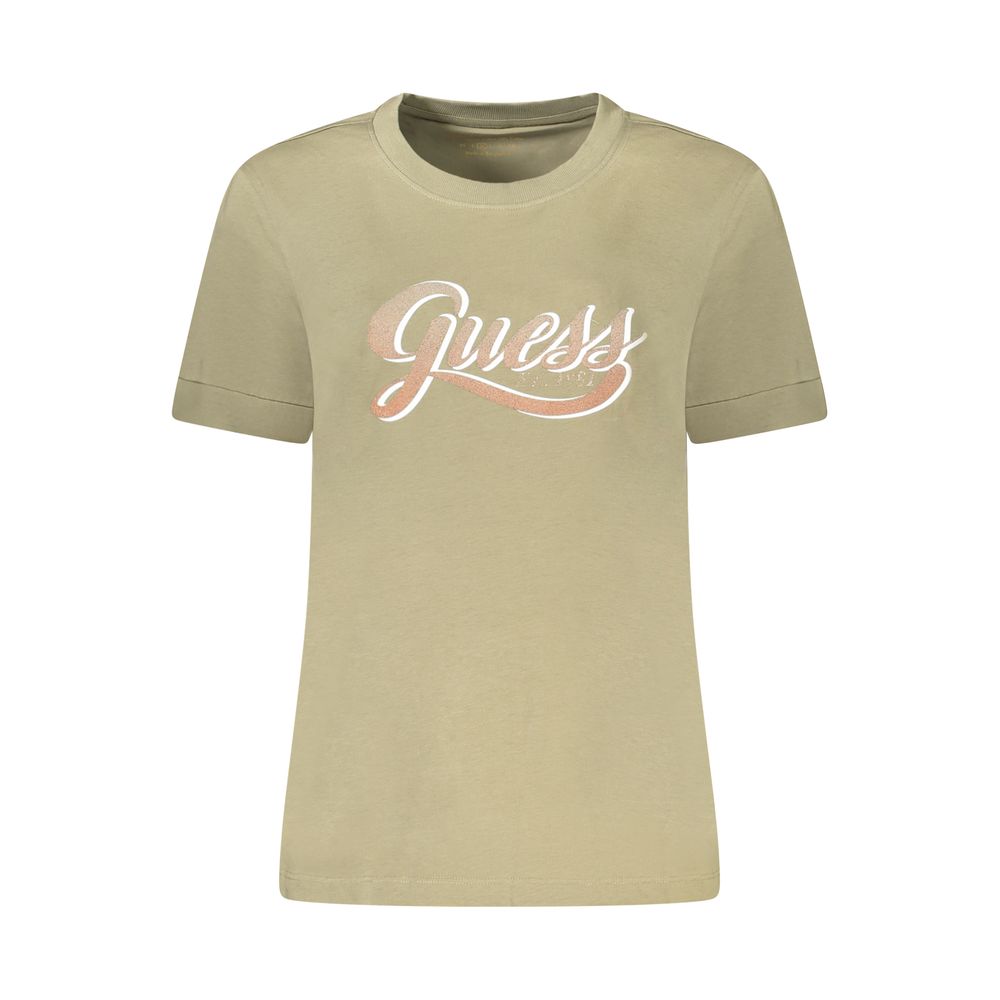 

Зеленая хлопковая женская футболка Guess Shoes