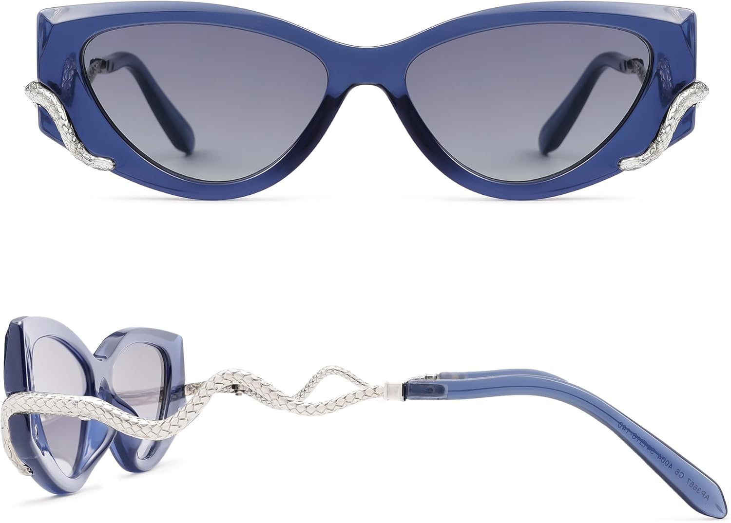 

Ретро-солнцезащитные очки в стиле Y2K с змеиной кожей для женщин, стильные «кошачий глаз» в стиле 90-х, узкие модные солнцезащитные очки AP3667 Appassal, C6 Blue/Silver Snake