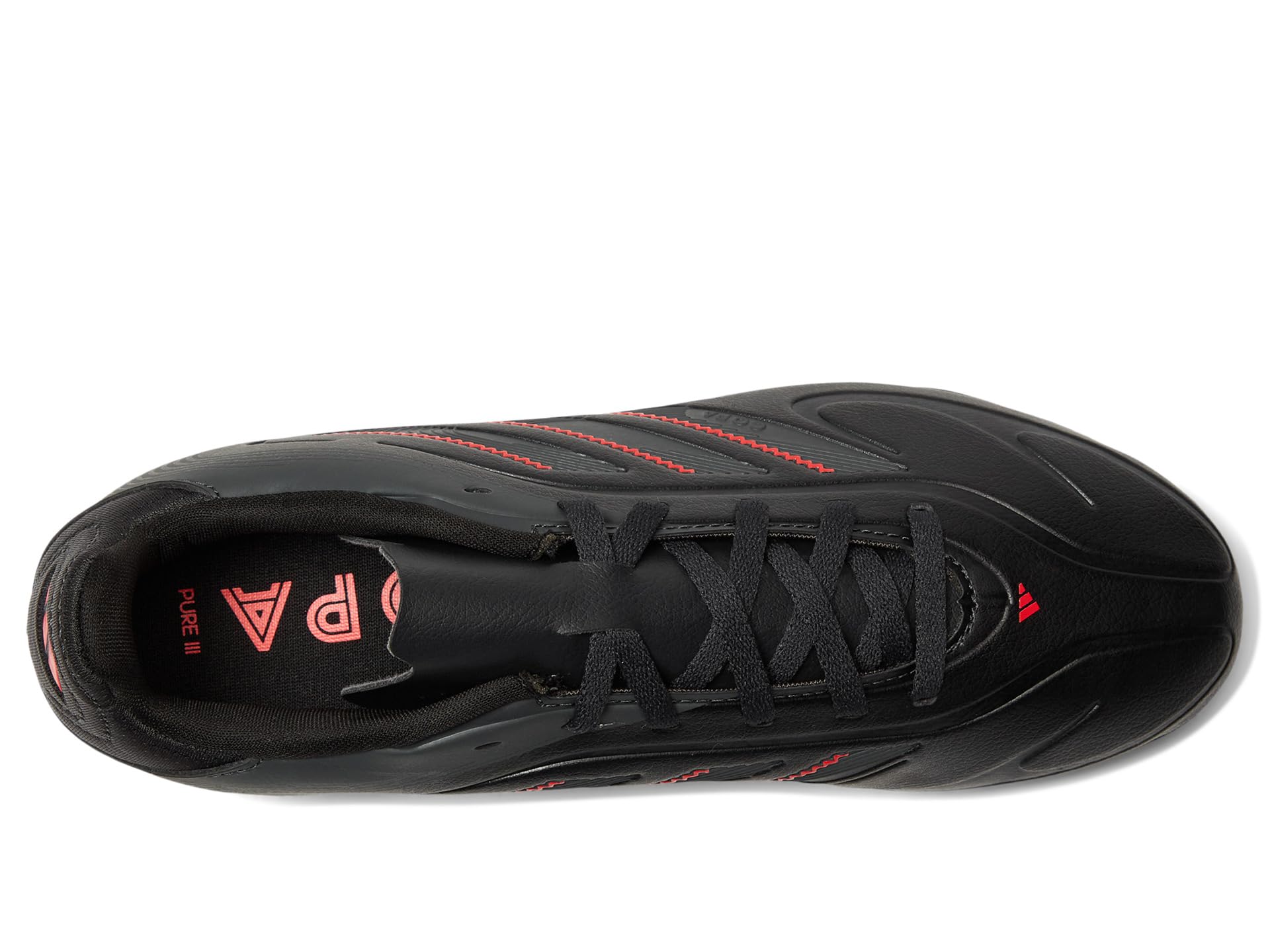 Кроссовки Adidas Kids Copa Pure 3 Club Firm Ground/Multi Ground Soccer Cleats, Black/Carbon/Lucid Red — фото 2