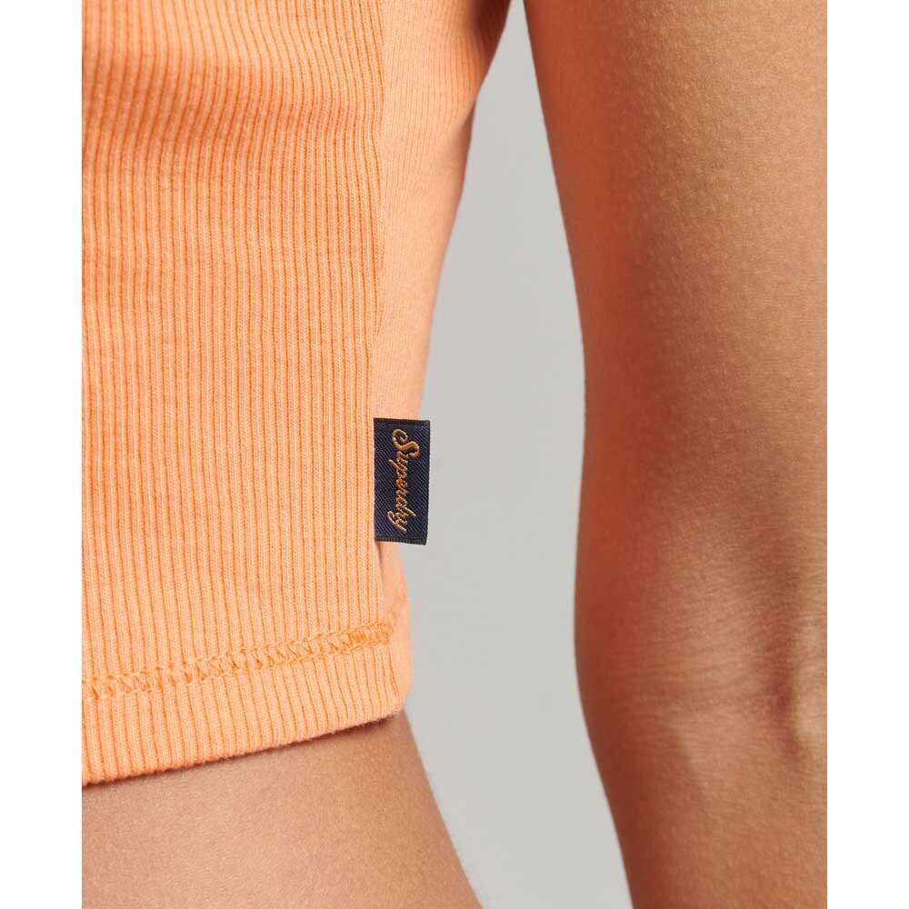 Топ на бретельках Superdry Vintage Rib Lace Trim, оранжевый — фото 4