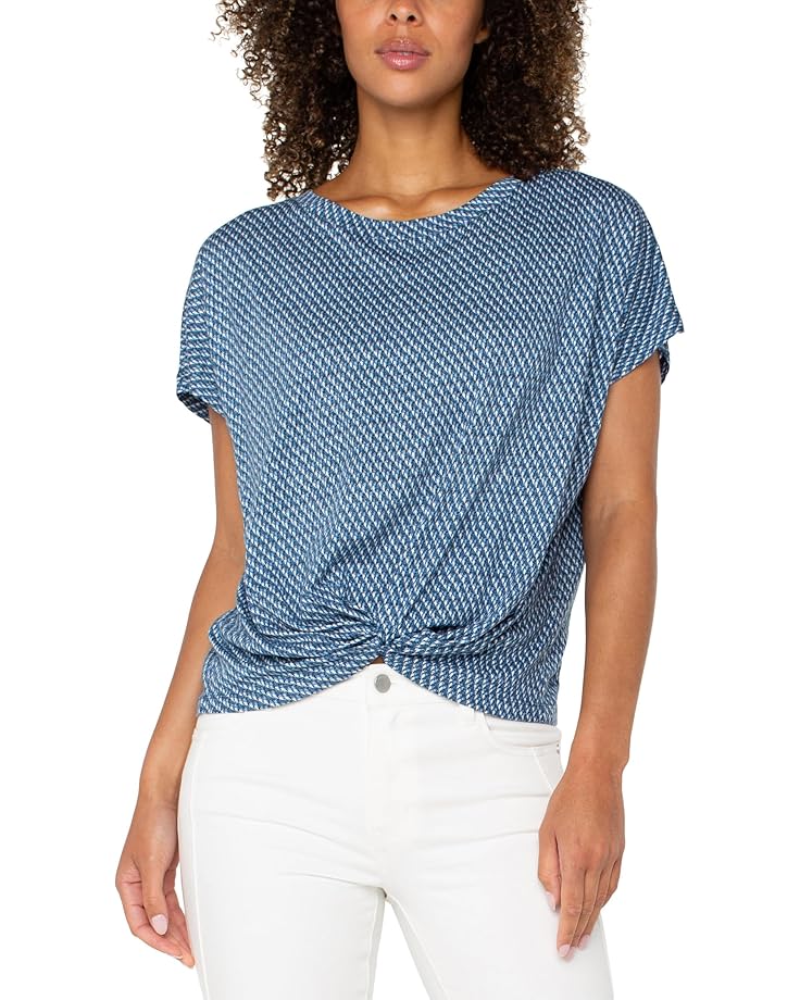 

Топ Liverpool Los Angeles Crew Neck Knit Top With Front Twist Detail, цвет Blue Multi Micro