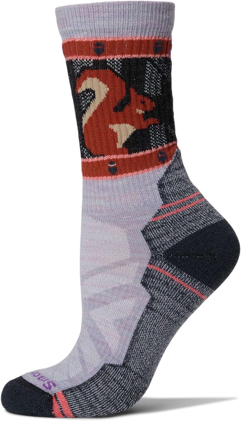 

Носки Smartwool Hike Light Cushion Squirrely Print Crew Socks, цвет Purple Eclipse