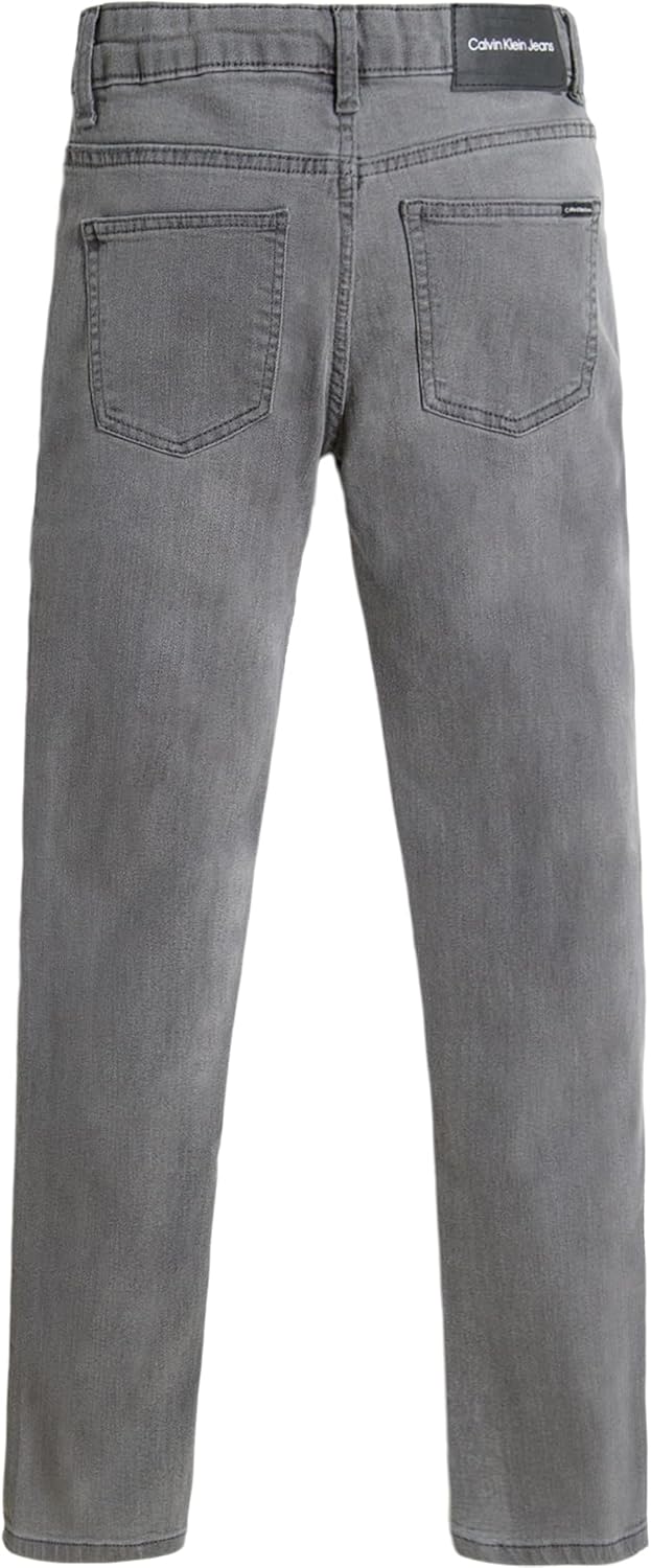 Джинсы Calvin Klein для мальчиков скинни-кроя из эластичного денима, 5 карманов, застежка на молнию и пуговицы, Concrete — фото 2