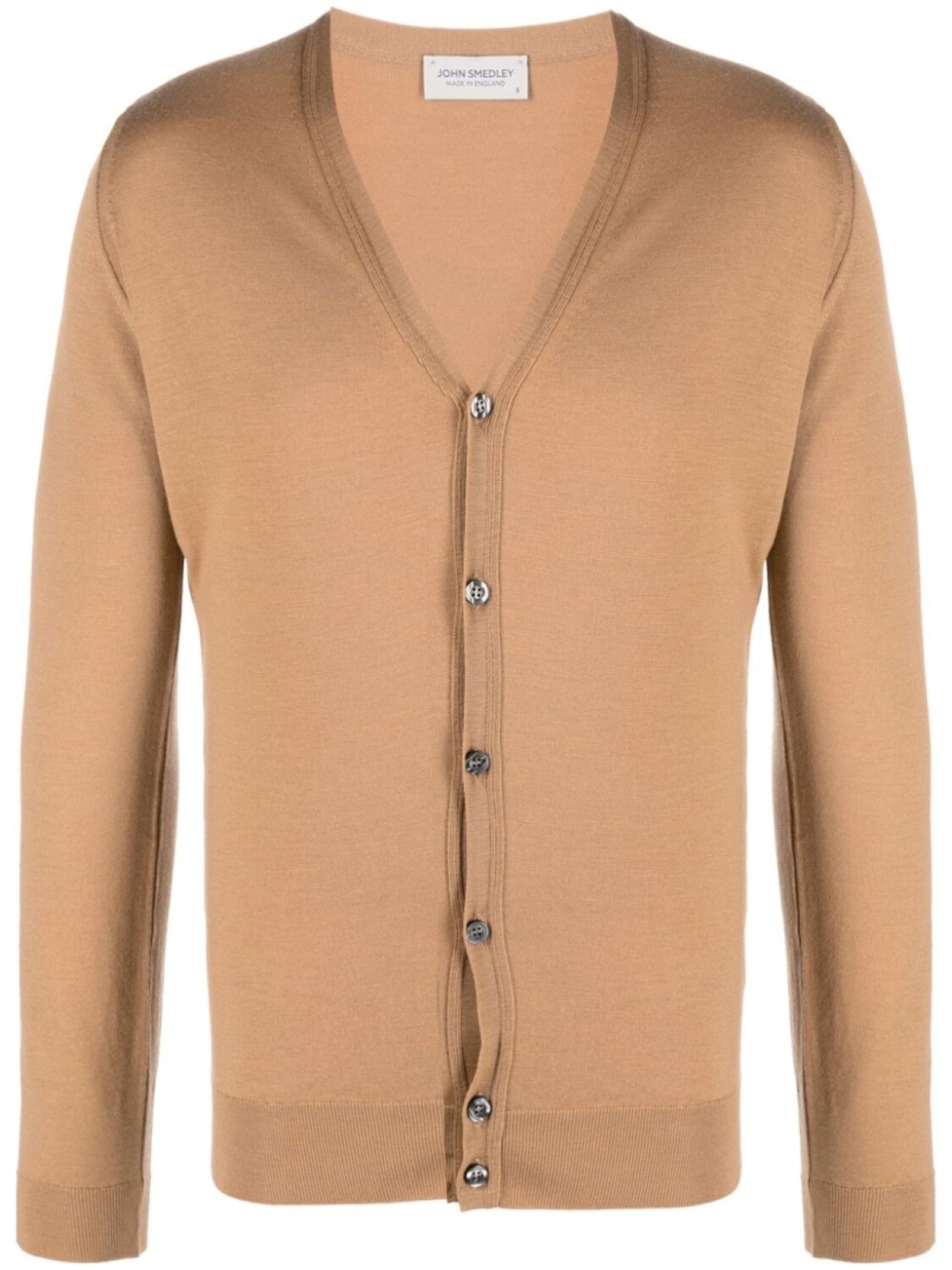 

John Smedley кардиган из шерсти мериноса с V-образным вырезом, коричневый
