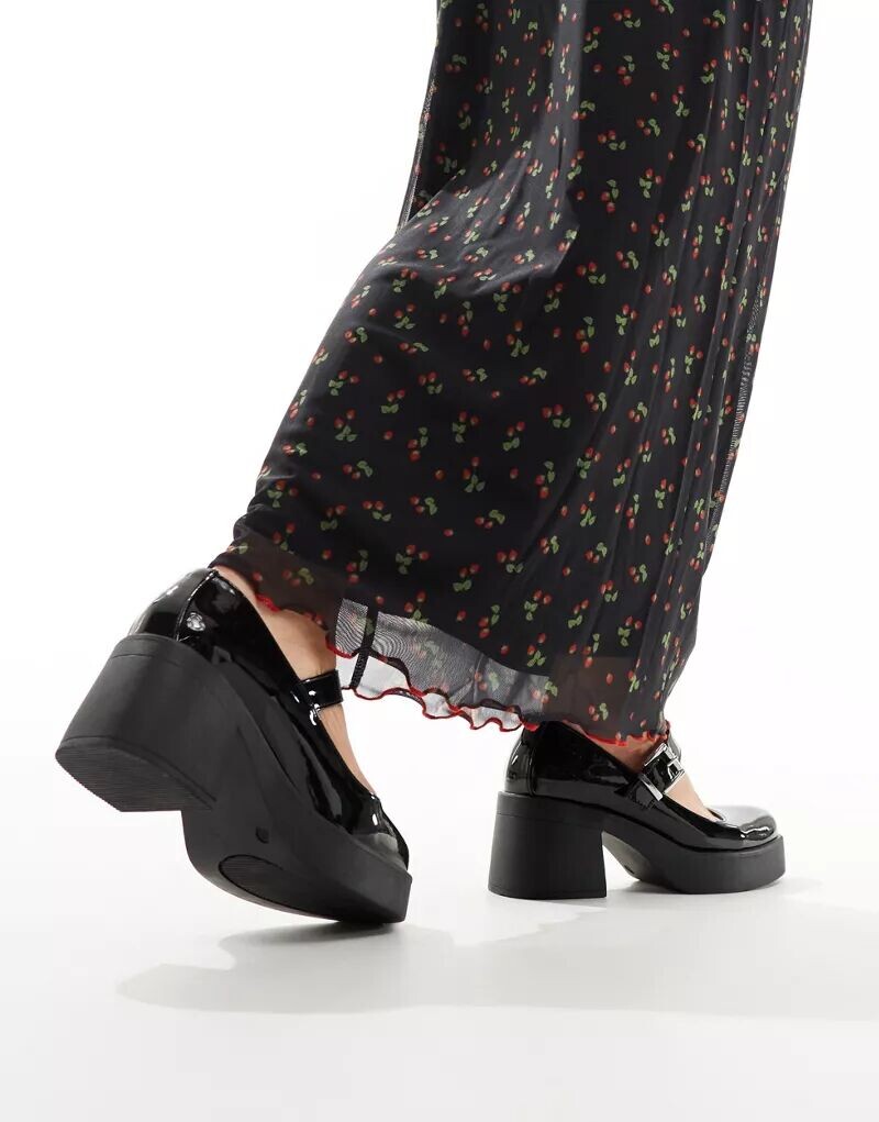 Черные лакированные туфли Мэри Джейн ASOS Sebastian на массивной подошве — фото 3