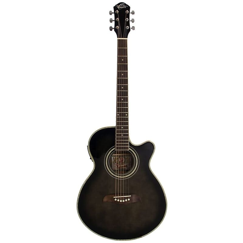 

Акустическая гитара Oscar Schmidt OG10CEFTB Concert Cutaway Acoustic Electric Guitar, Flame Transparent Black