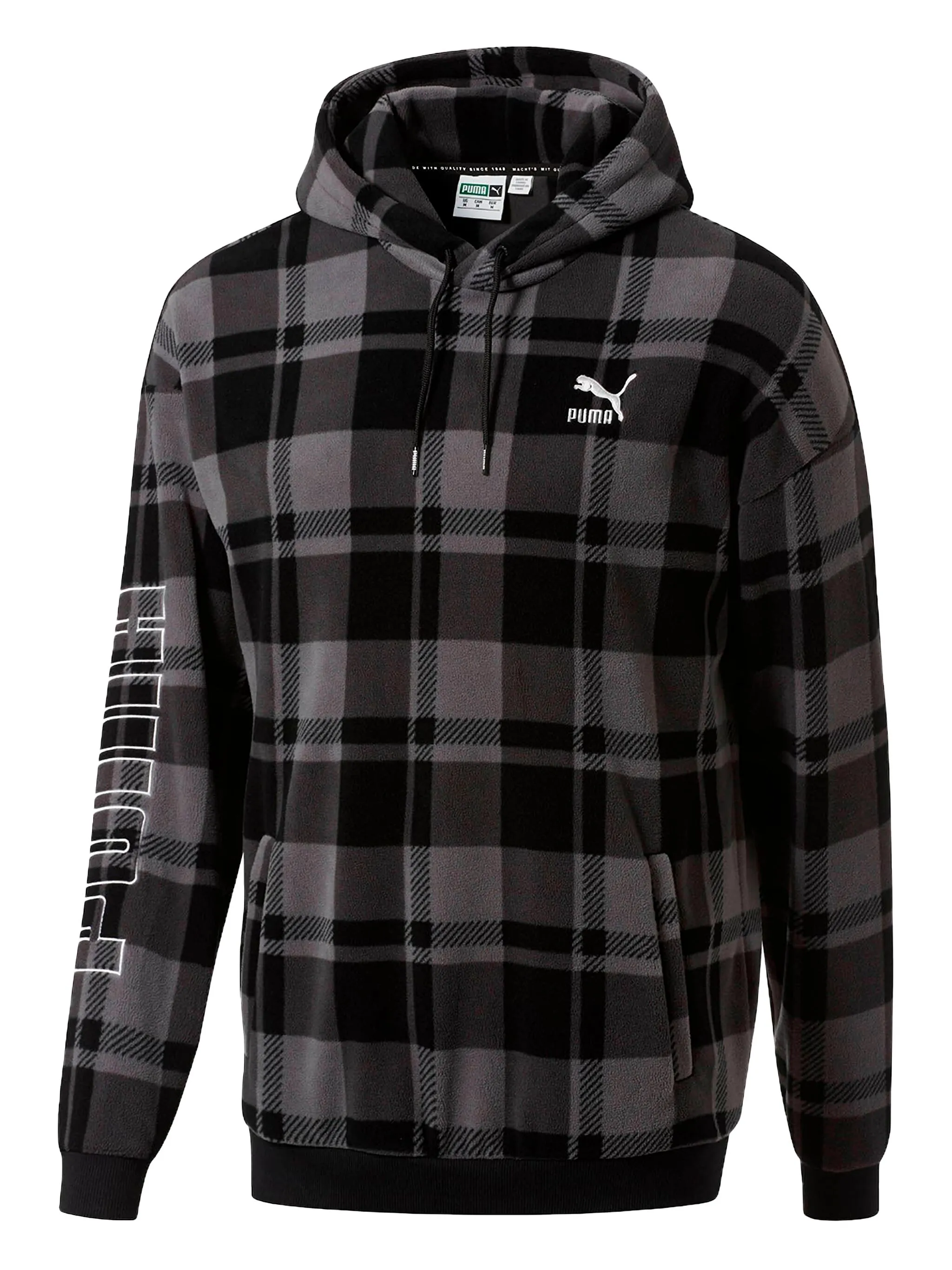 

Клетчатое худи с кулиской Puma, черный