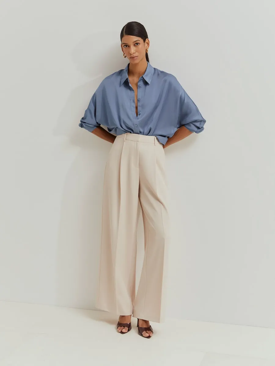 

Женская свободная блузка из синего сатина Lion of Porches, синий