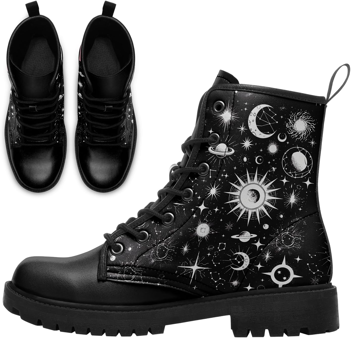 Женские ботильоны Sun and Moon Fashion, мужские платформенные кожаные ботинки с шнуровкой, подарочные зимние и осенние платьевые ботинки Awsole, белый/черный — фото 2