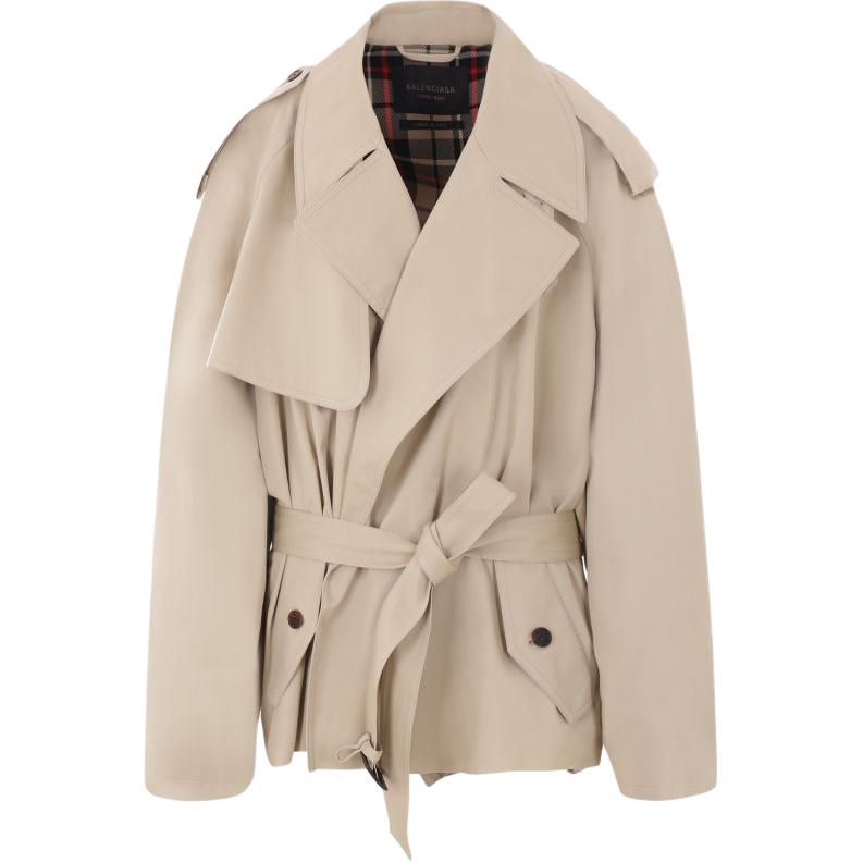 

Balenciaga Приталенное пальто с поясом и пуговицами, Beige