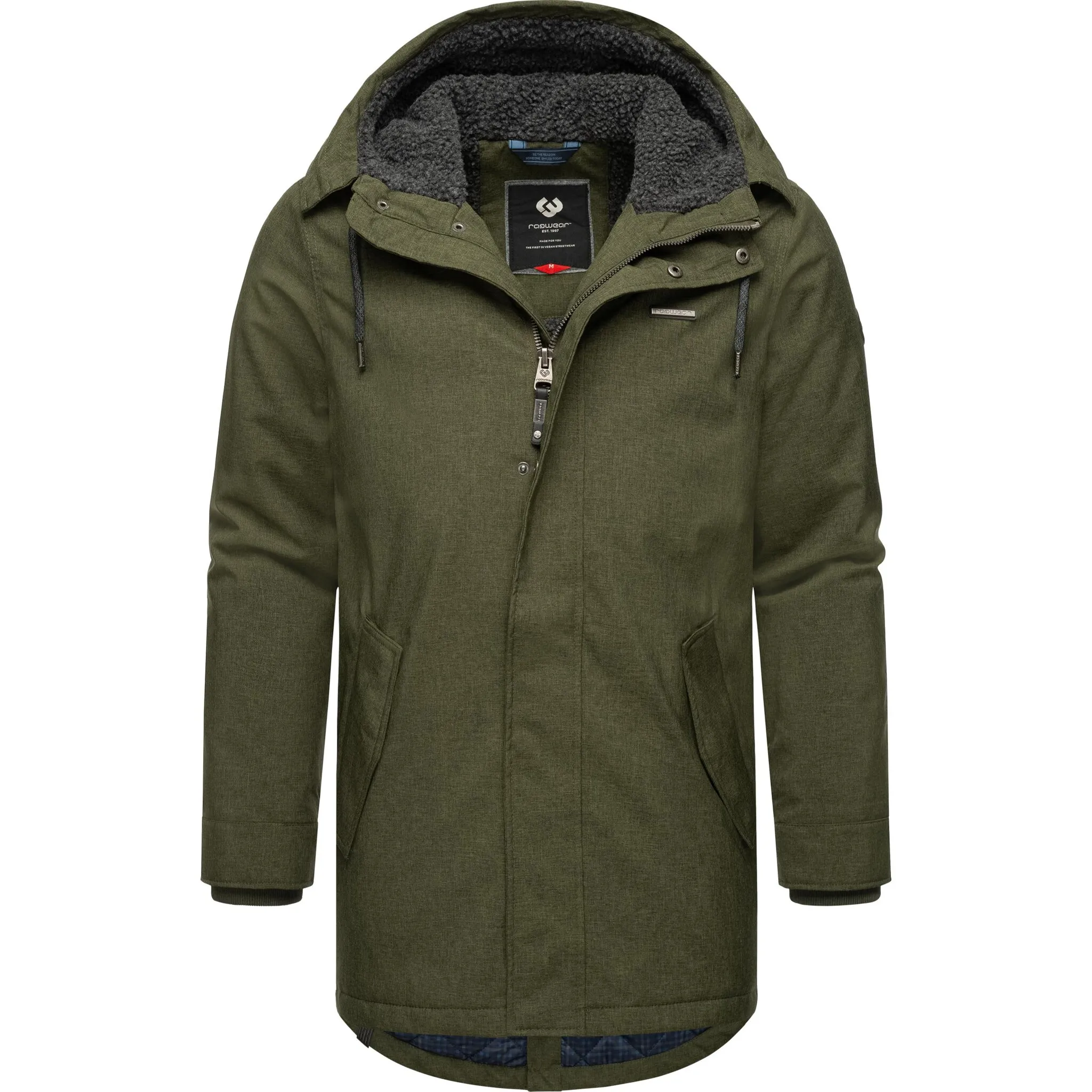 

Полупальто Ragwear "Mr Smithem Melange", длинная мужская зимняя куртка с капюшоном, зеленый