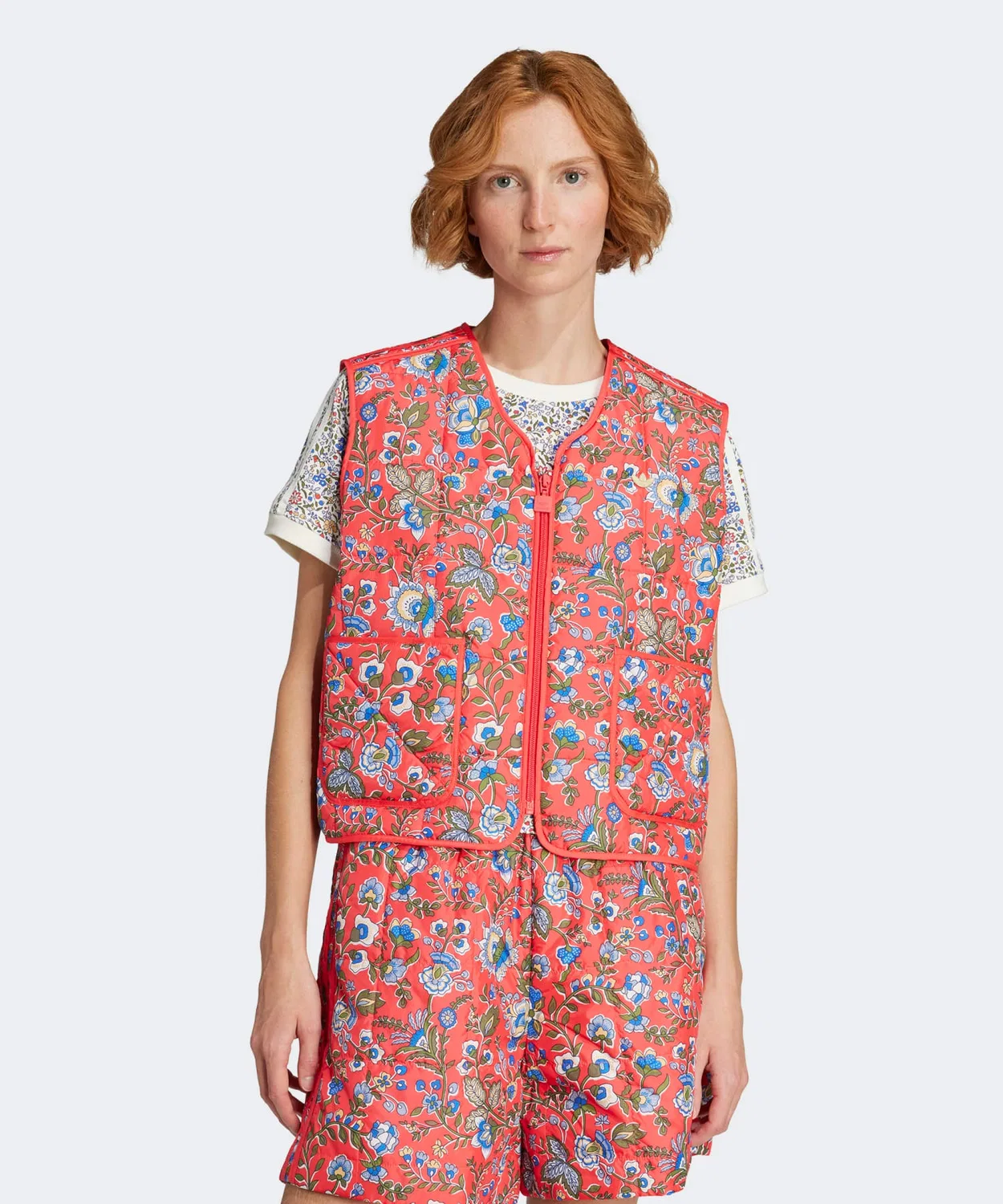 Жилет стеганый adidas Originals коллаборация Liberty London красный