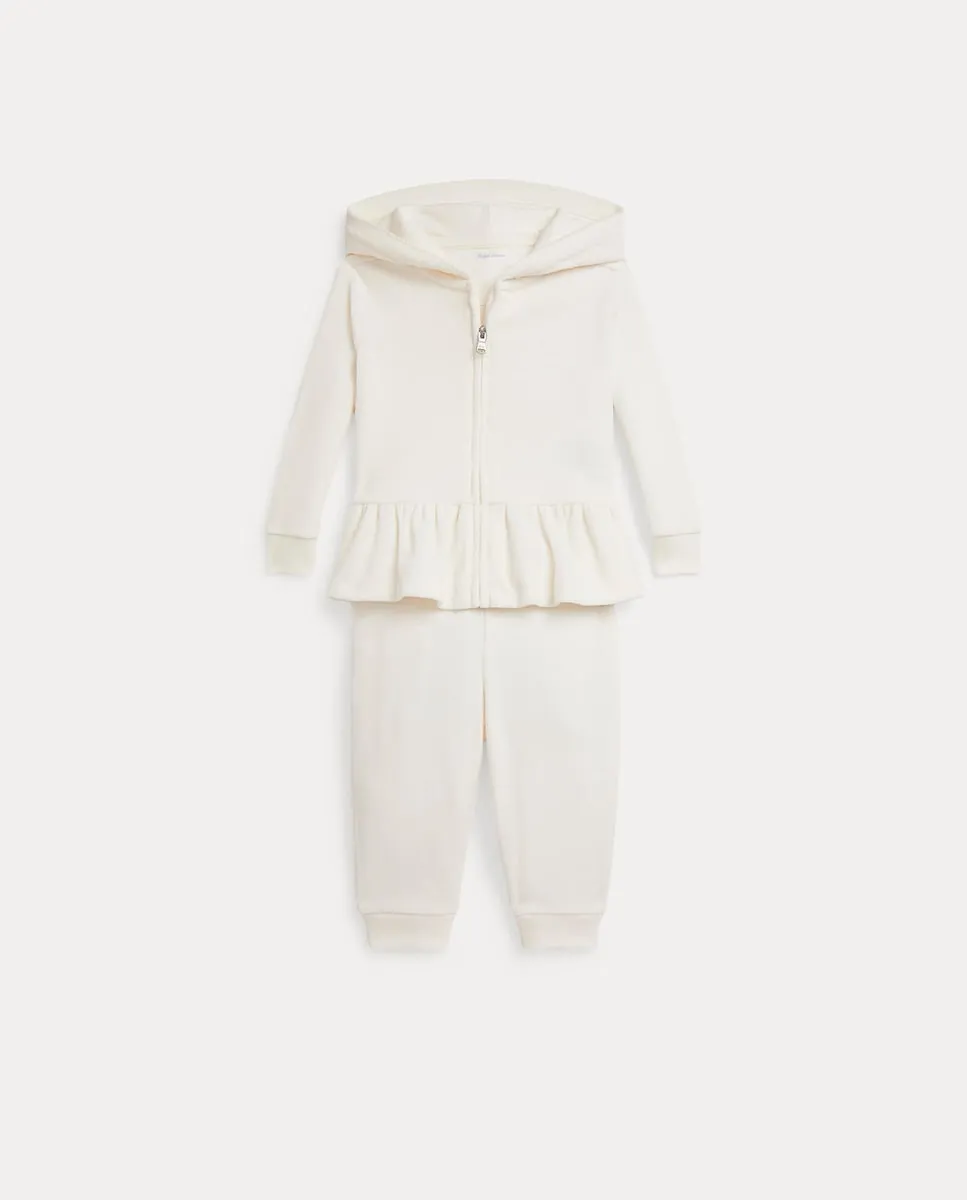 

Комплект для маленькой девочки свитшот и джоггеры из велюра Polo Ralph Lauren, светло-бежевый