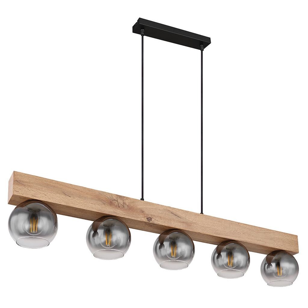 

Подвесной светильник, имитация дерева, шарики из дымчатого стекла, L 115 см Globo Lighting, черный