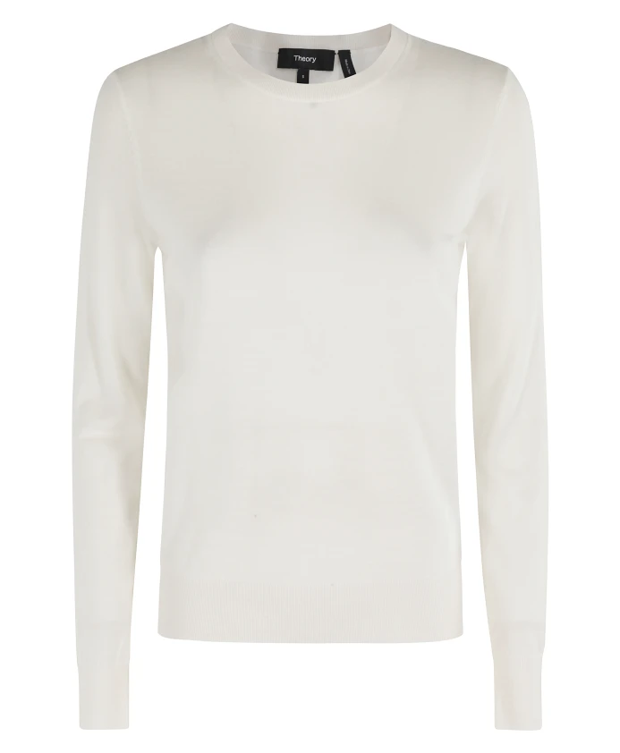 

Футболка с длинными рукавами и круглым вырезом цвета слоновой кости Theory, белый