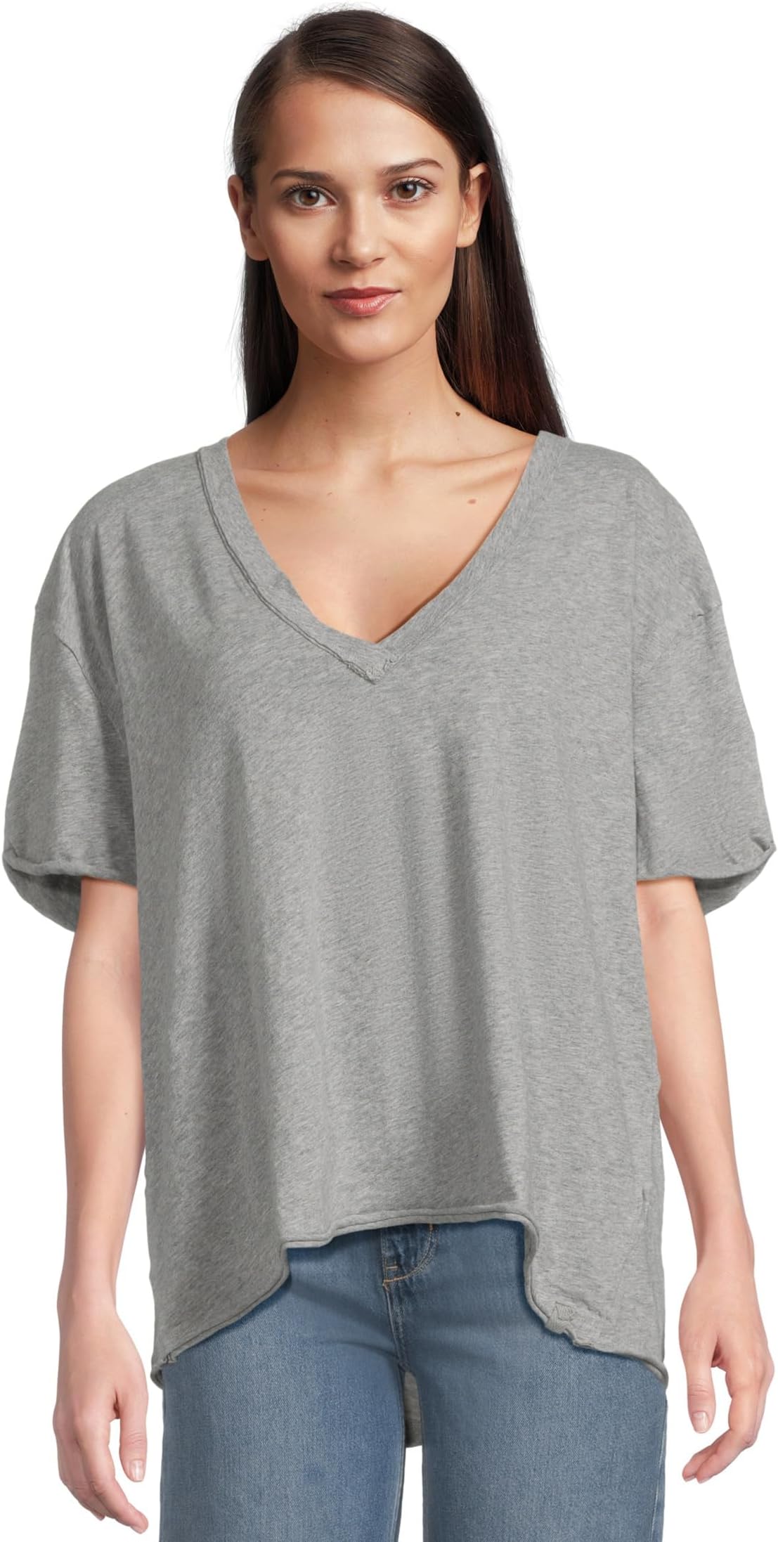 

Футболка Free People Nina Tee V, цвет Heather Grey