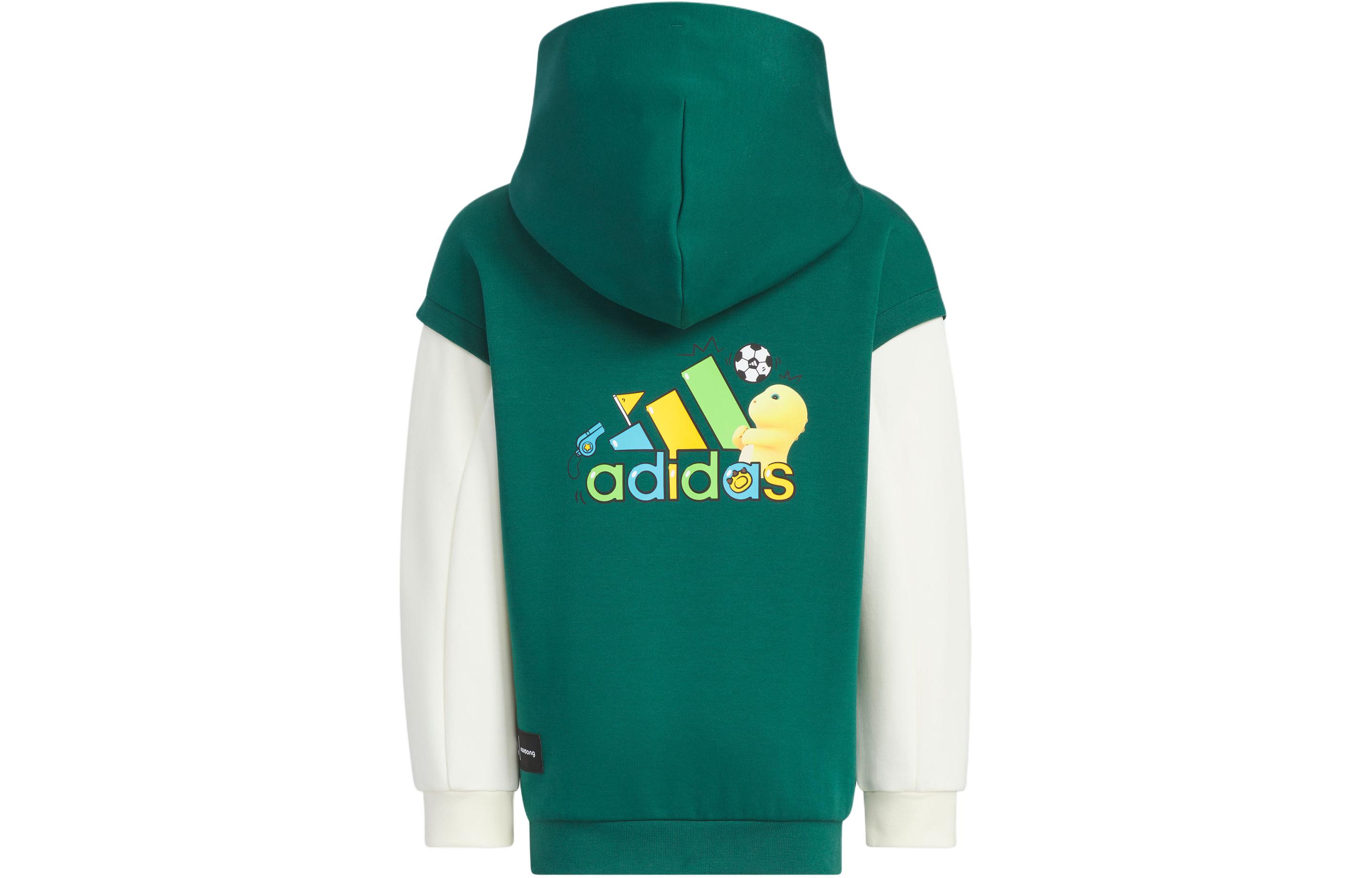 Куртки пальто спортивная одежда вязаный худи forest green/ecru kids' Adidas, зеленый/экрю — фото 4