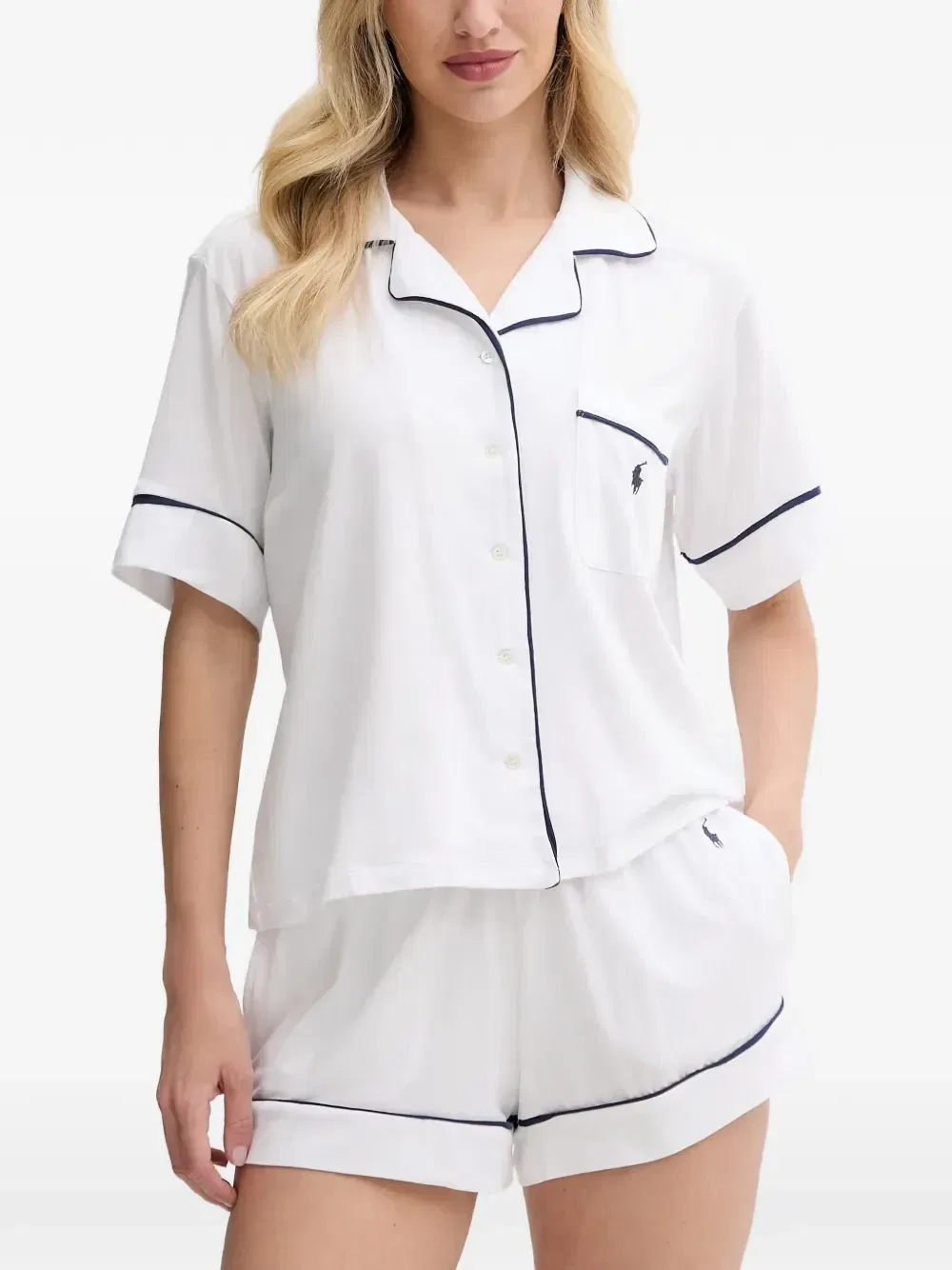 Пижама с кантом и вышитым логотипом POLO RALPH LAUREN, белый