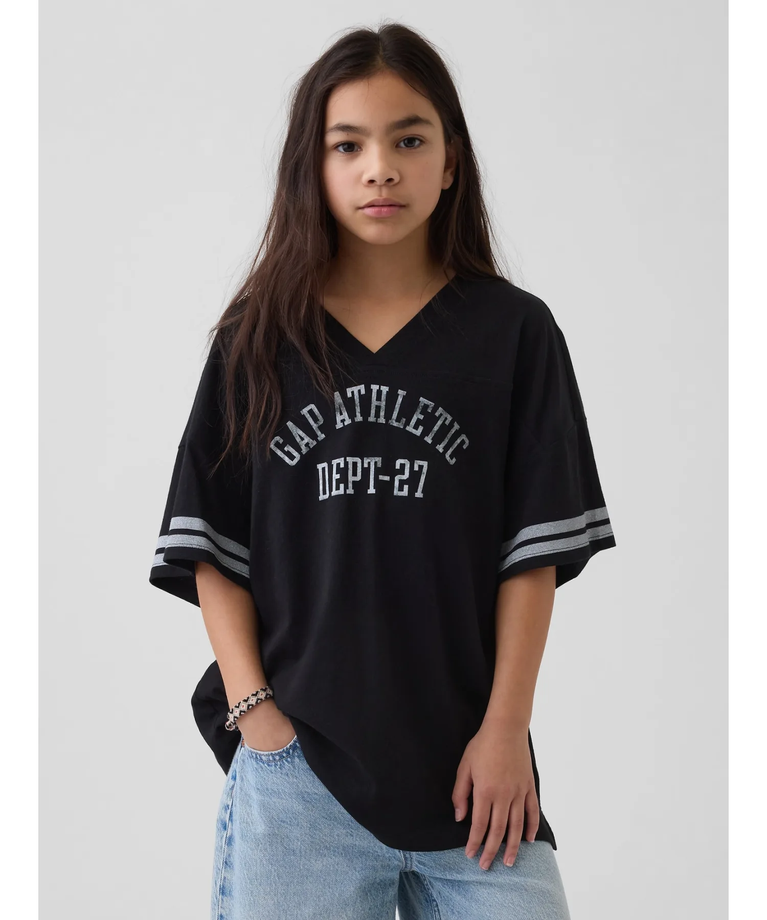 Детская футболка GAP Athletic оверсайз с логотипом чёрная