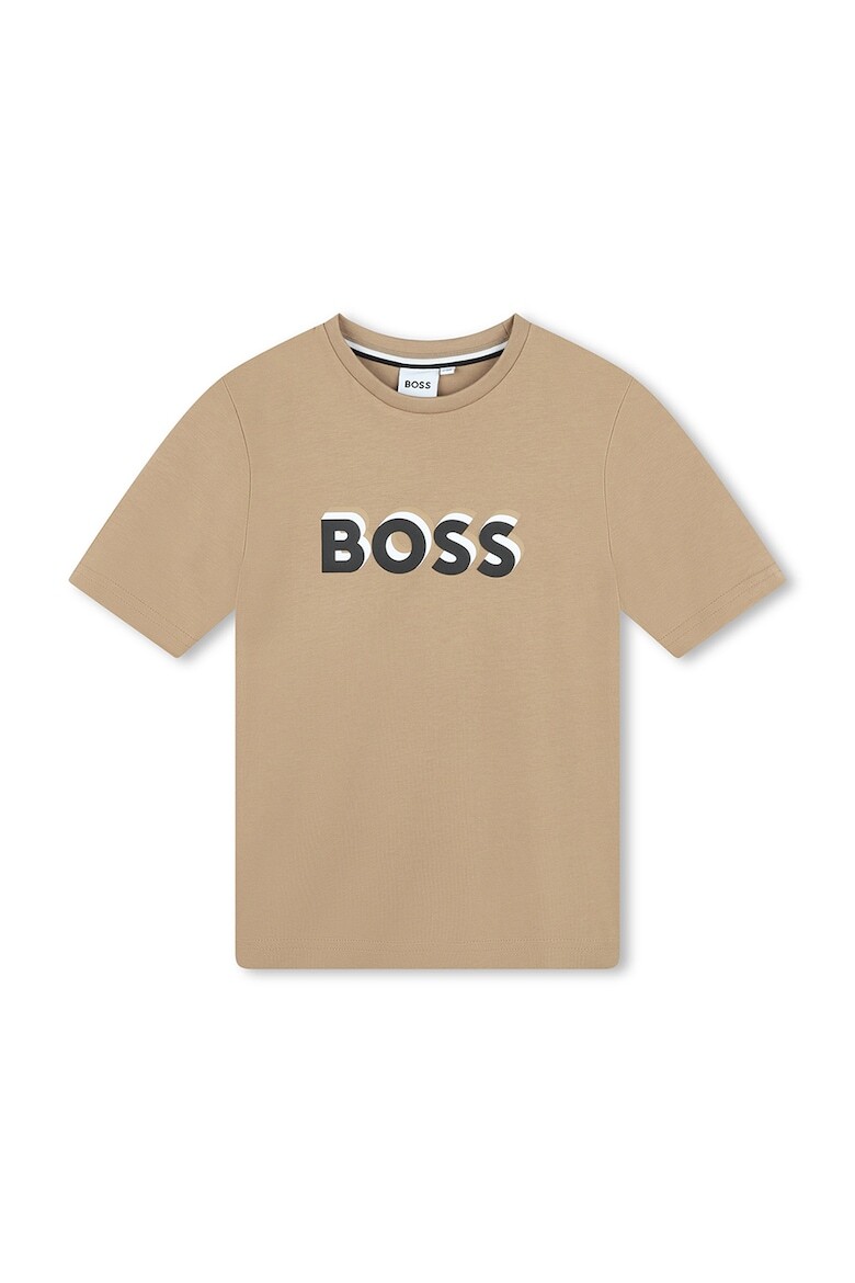 

Хлопковая футболка с логотипом Boss Kidswear, бежевый