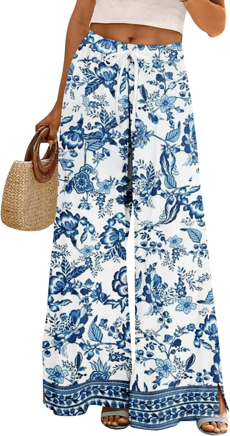 

Летние палаццо для женщин, высокие с широкими штанинами и карманами JWNYJFB