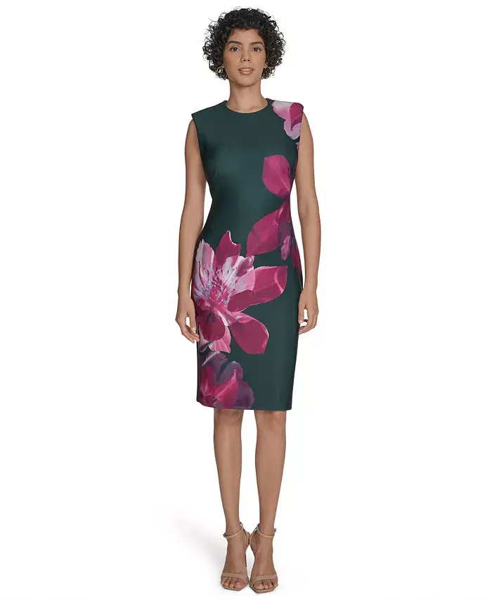 

Платье-футляр без рукавов с принтом Petite Scuba Calvin Klein