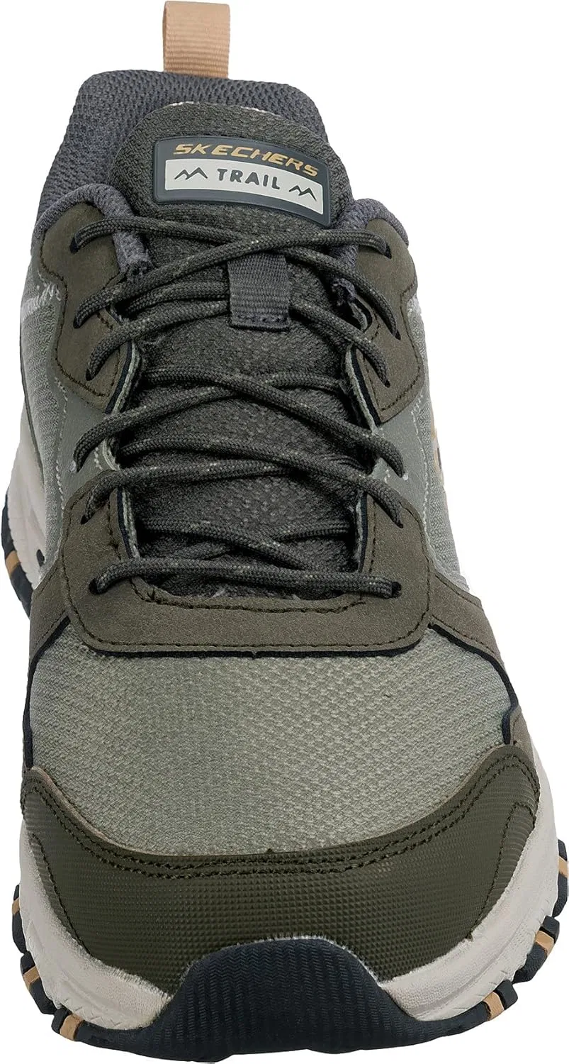 Мужские кроссовки Skechers Hillcrest Rocky Drift, Olive Leather Mesh Synthetic Taupe Trim — фото 4