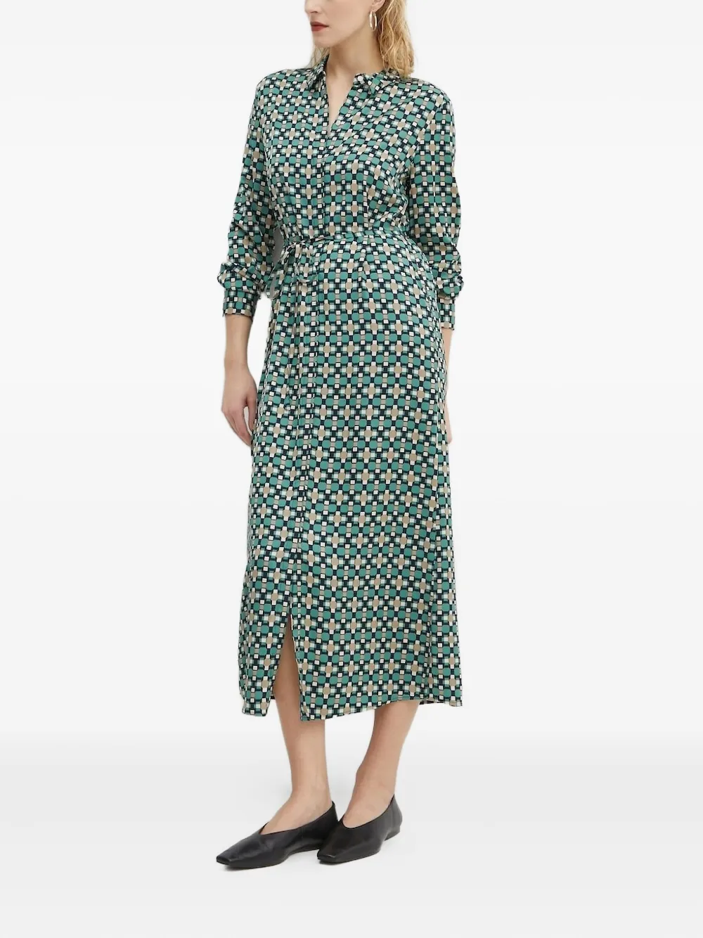 

Платье-рубашка миди с геометрическим принтом Marc O'Polo, зеленый