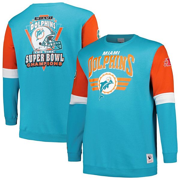 

Мужской флисовый свитшот aqua miami dolphins big & tall Mitchell & Ness, Синий, Мужской флисовый свитшот aqua miami dolphins big & tall Mitchell & Ness