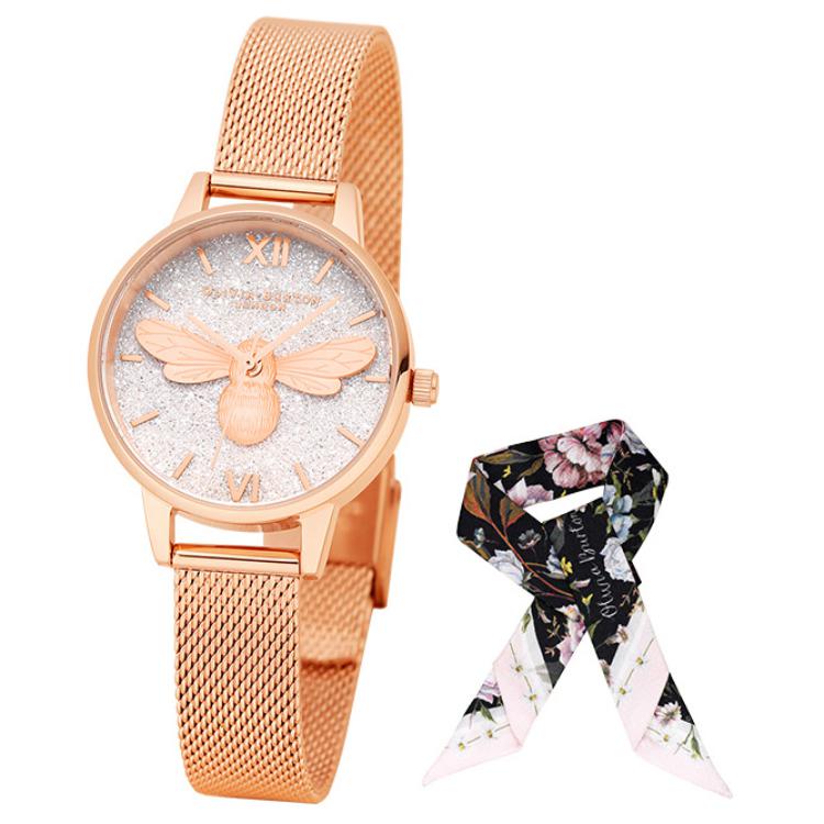 

OLIVIA·BURTON Часы Bee Series Wrist Watch Quartz Movement Stainless Steel Strap 30mm Gold Dial Women's Watch