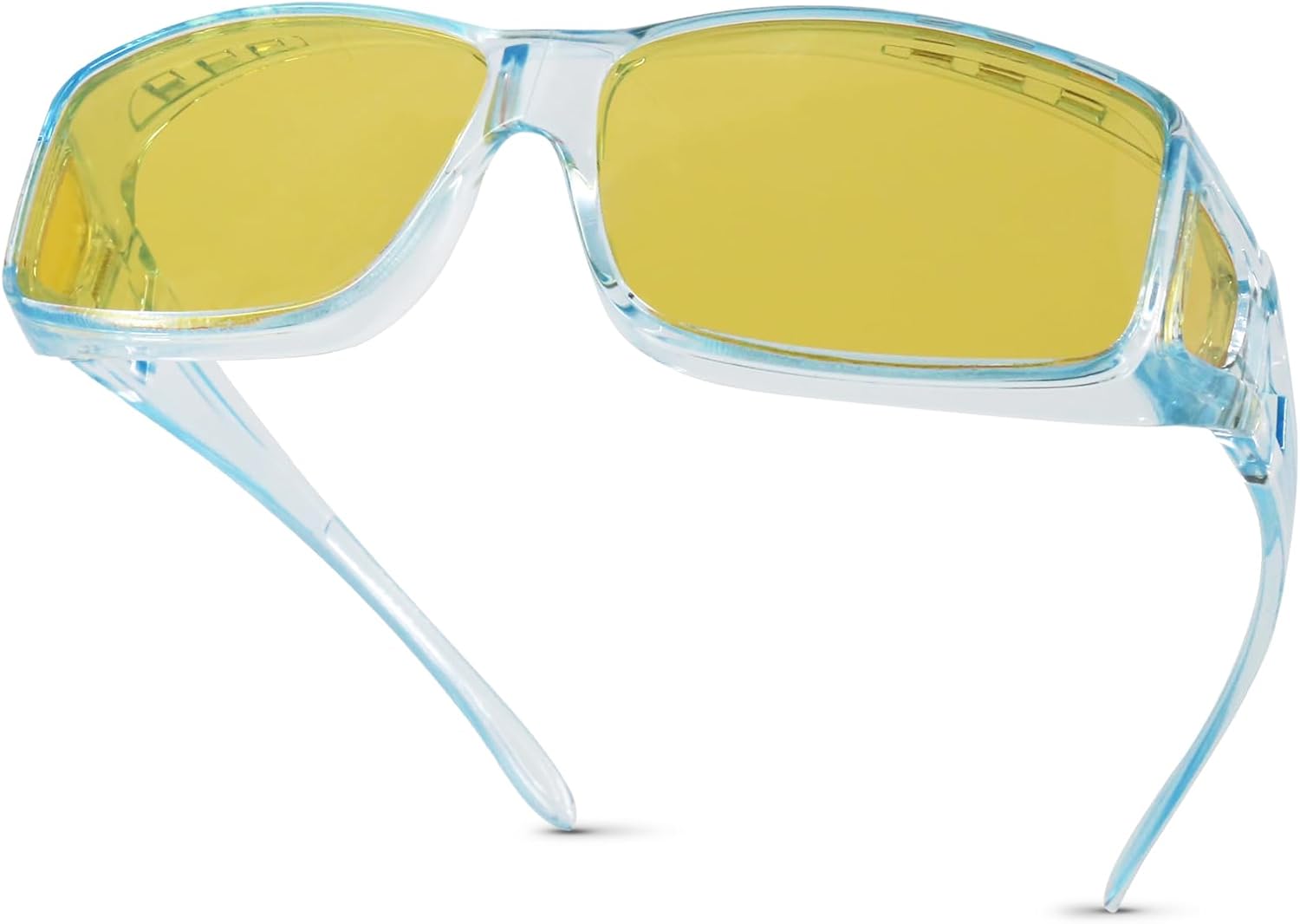 

Очки для вождения в ночное время для мужчин и женщин, надеваются поверх солнцезащитных очков, поляризованные, с защитой от бликов, HD-очки ночного видения FIONOFY, F05 Transparent Blue Frame/ Yellow Night Vision Lens