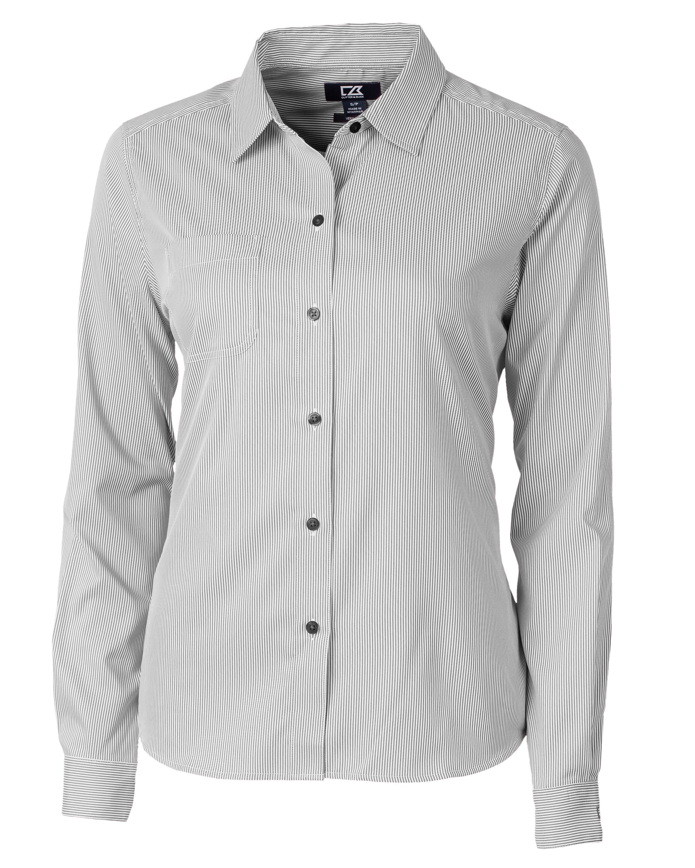 

Cutter & Buck Versatech Pinstripe Stretch Женская рубашка с длинным рукавом, черный