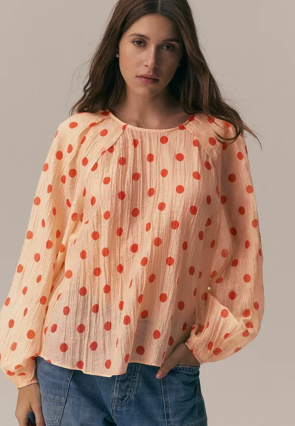 Блуза Next, coral polka dot, коралловый в горошек