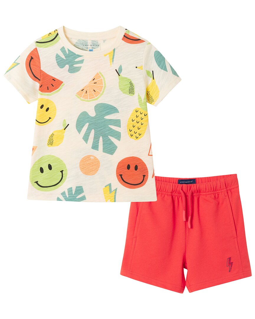 

Футболка и шорты Andy & Evan с принтом по всей поверхности, белый