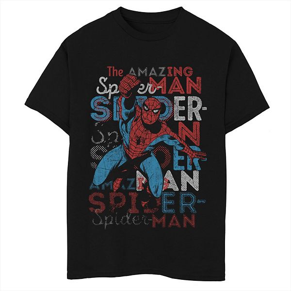 

Футболка с принтом The Amazing Spiderman в стиле ретро-комиксов для мальчиков, размер Husky Marvel