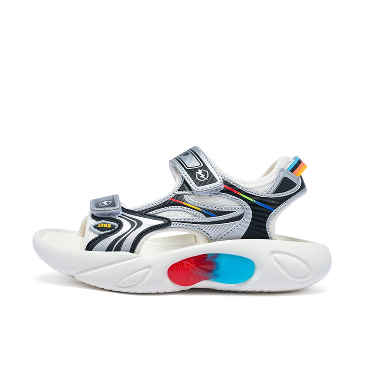 

Детские сандалии из нескользящей, дышащей, легкой, амортизирующей ткани, быстросохнущей ткани. BIG WASP, черный/оранжевый