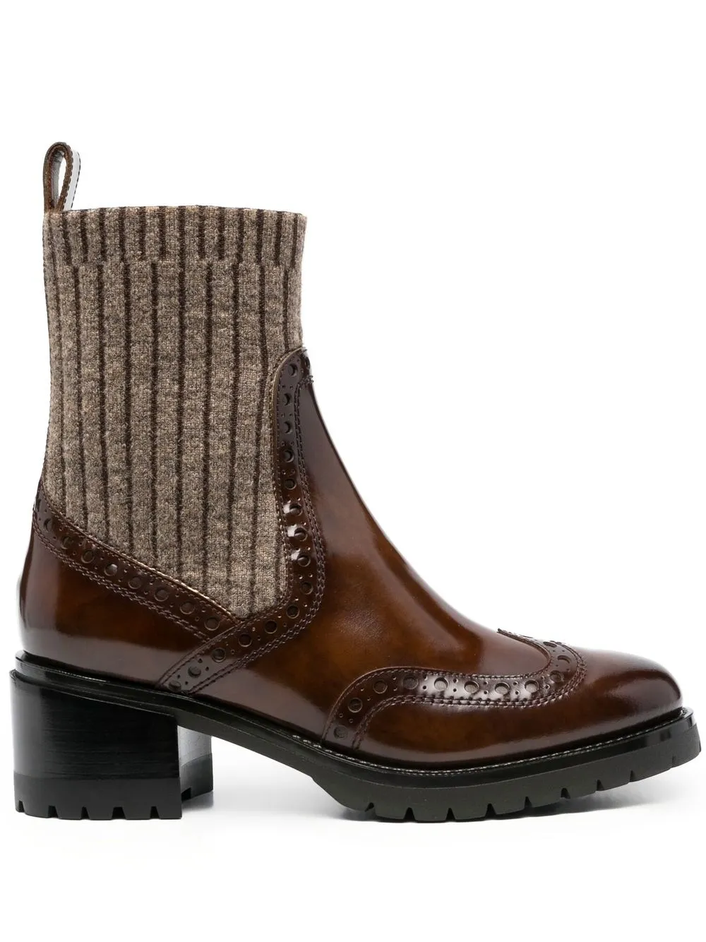 Ботинки с носочной вставкой Santoni, коричневый