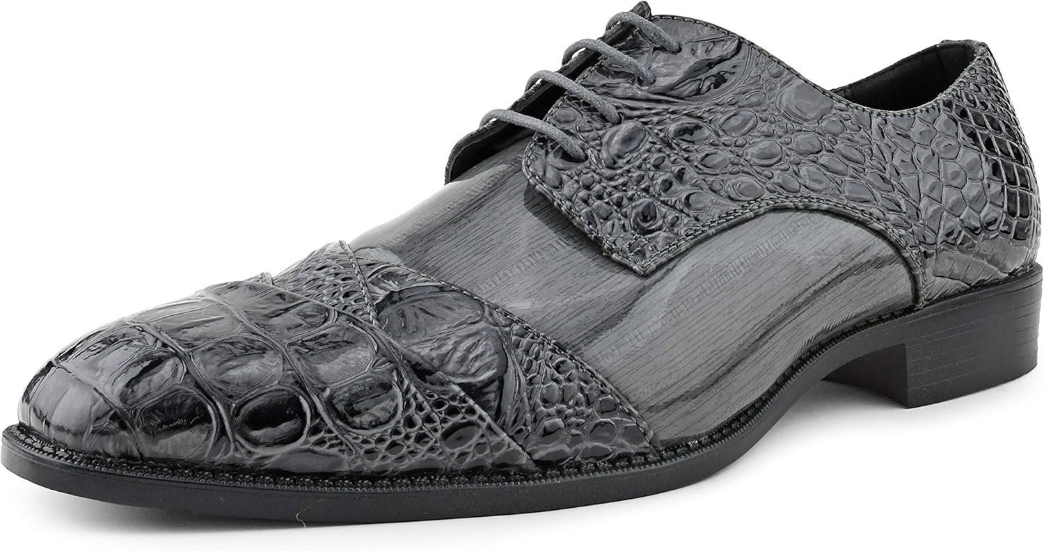 

Болано Бандит, мужские оксфорды с закрытым носком, мужская формальная обувь с тиснением под аллигатора, оксфорды с крокодиловой складкой Bolano, серый
