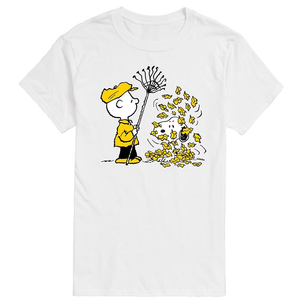 

Мужская футболка с рисунком Peanuts Charlie Brown Fall Leaves Licensed Character, белый