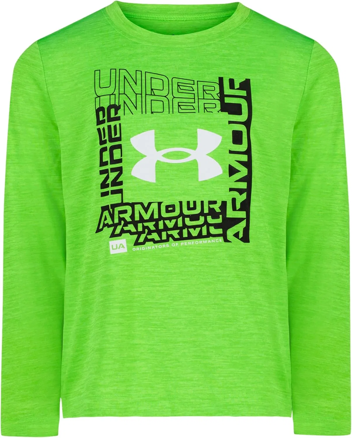Детская футболка с длинным рукавом и графическим логотипом Under Armour, легкая и дышащая, свободного кроя, Green Frame Twist