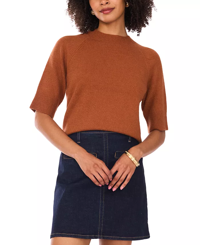 

Женский уютный свитер с высоким воротником и короткими рукавами Vince Camuto, оранжевый