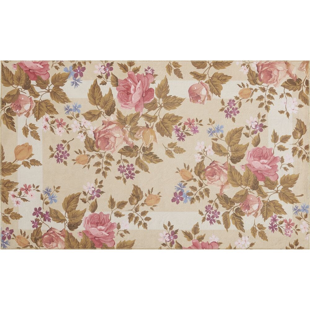 

Nourison Water Colors Нескользящий коврик с цветочным рисунком для интерьера RugMarketPlace, бежевый
