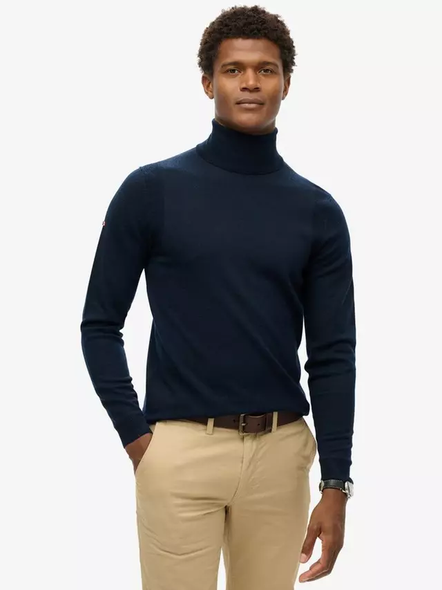 

Джемпер Superdry Merino Wool Blend Roll Neck, цвет darkest navy