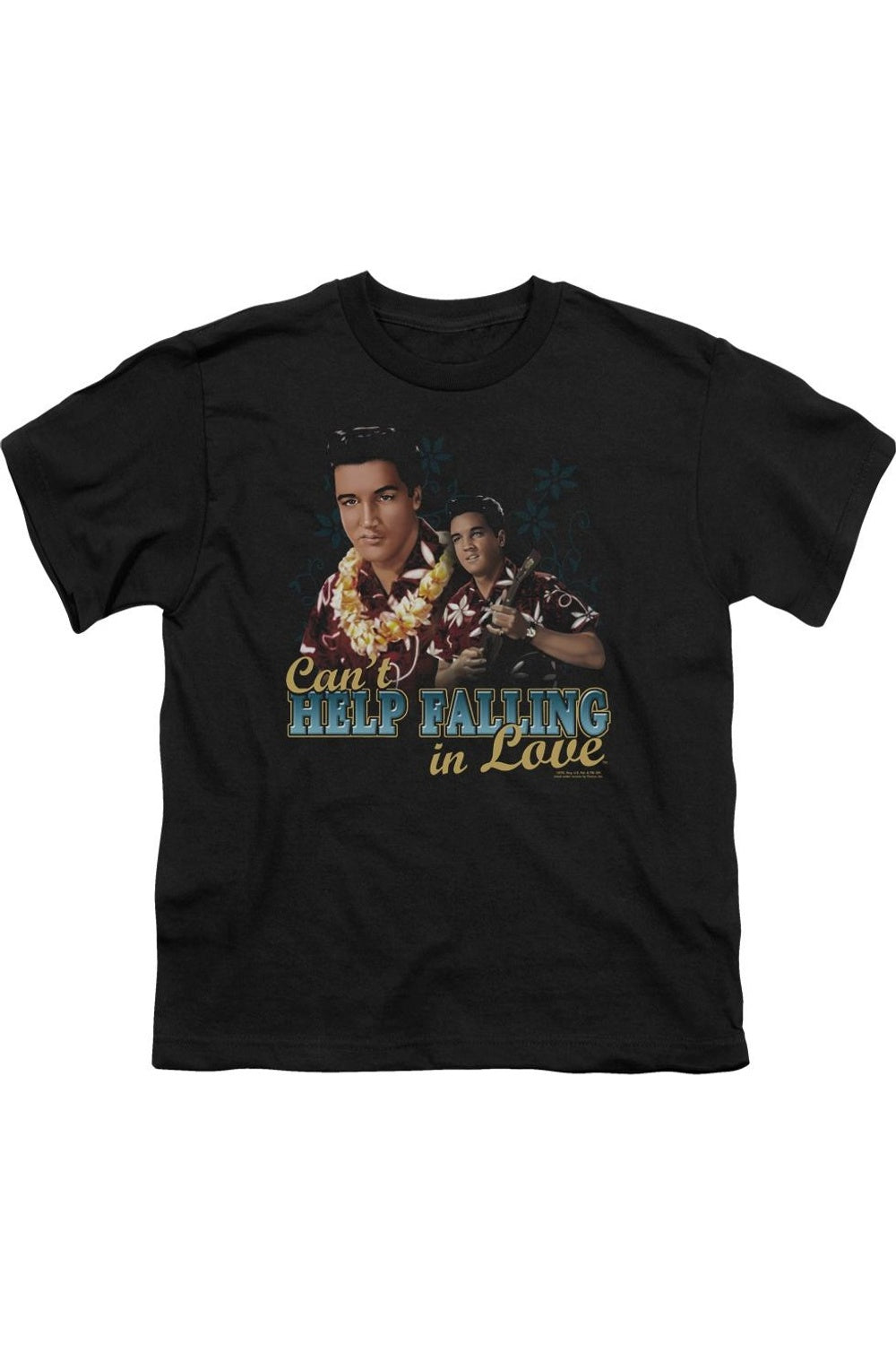 

Футболка с коротким рукавом для детей "Elvis Presley Can't Help Falling" Gildan, черный