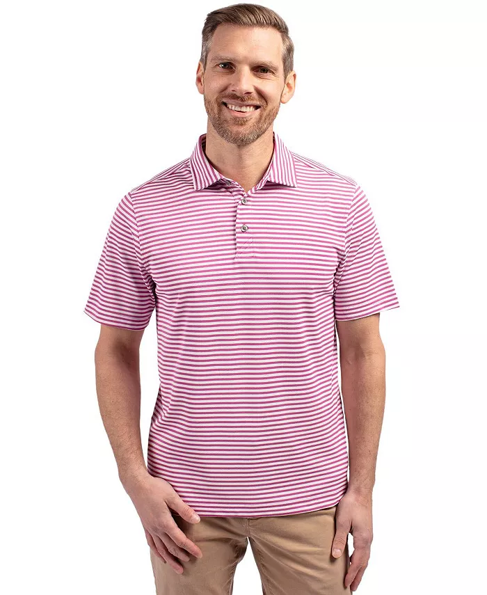 

Мужская поло Virtue Eco Pique Stripe из переработанного материала Cutter & Buck, розовый