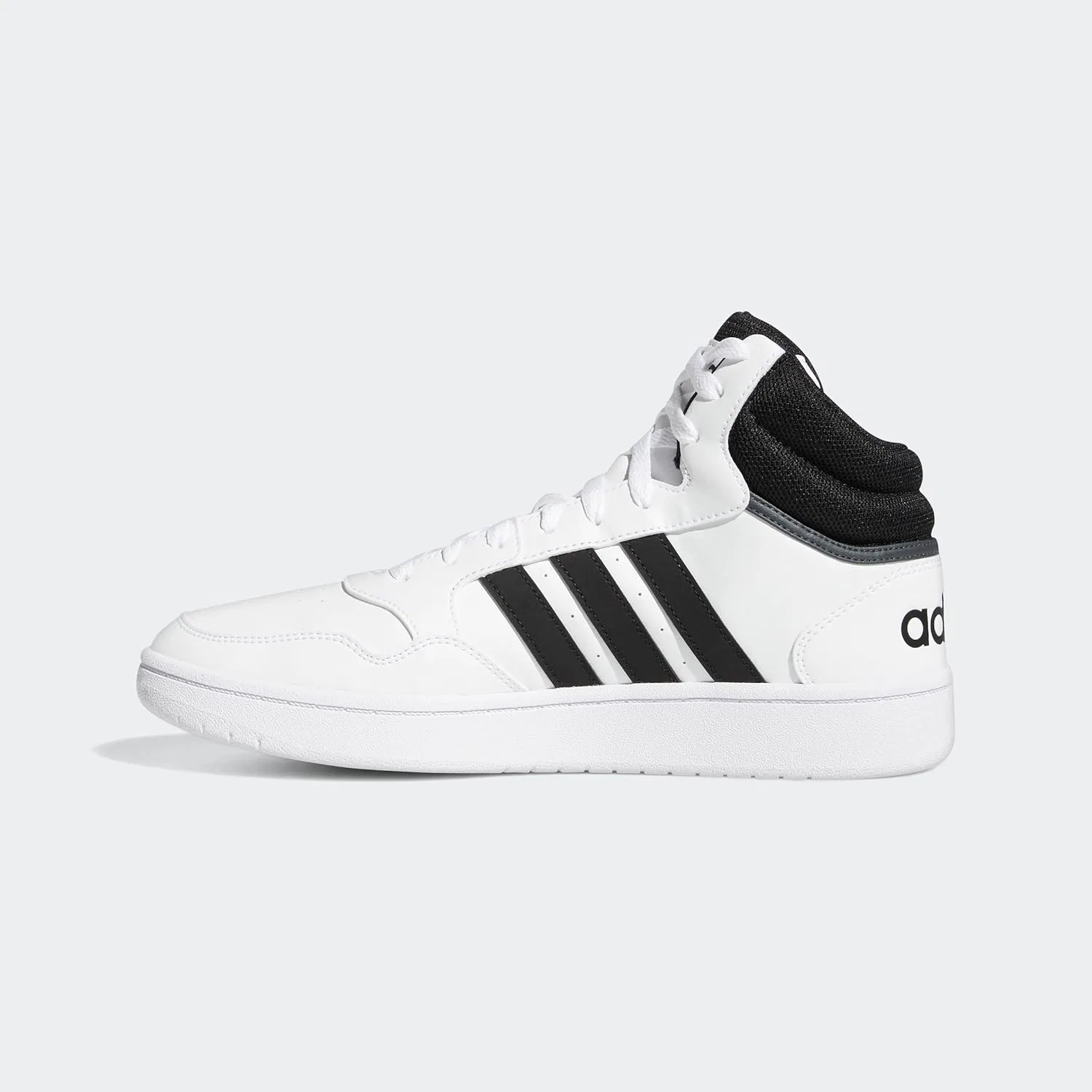 Мужские баскетбольные кроссовки Adidas Hoops 3.0 Mid Lifestyle в классическом винтажном стиле, 2-Black, White And Black — фото 4