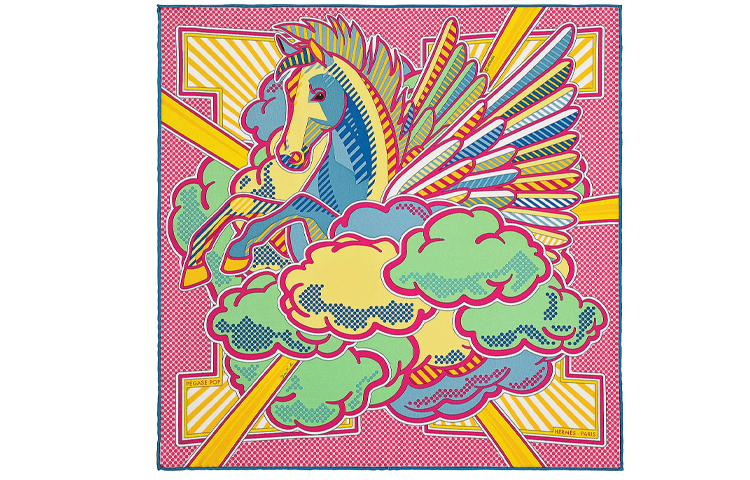 

Шёлковые шарфы Women's Bright Pink/Green/Yellow HERMES, розовый/зеленый/желтый