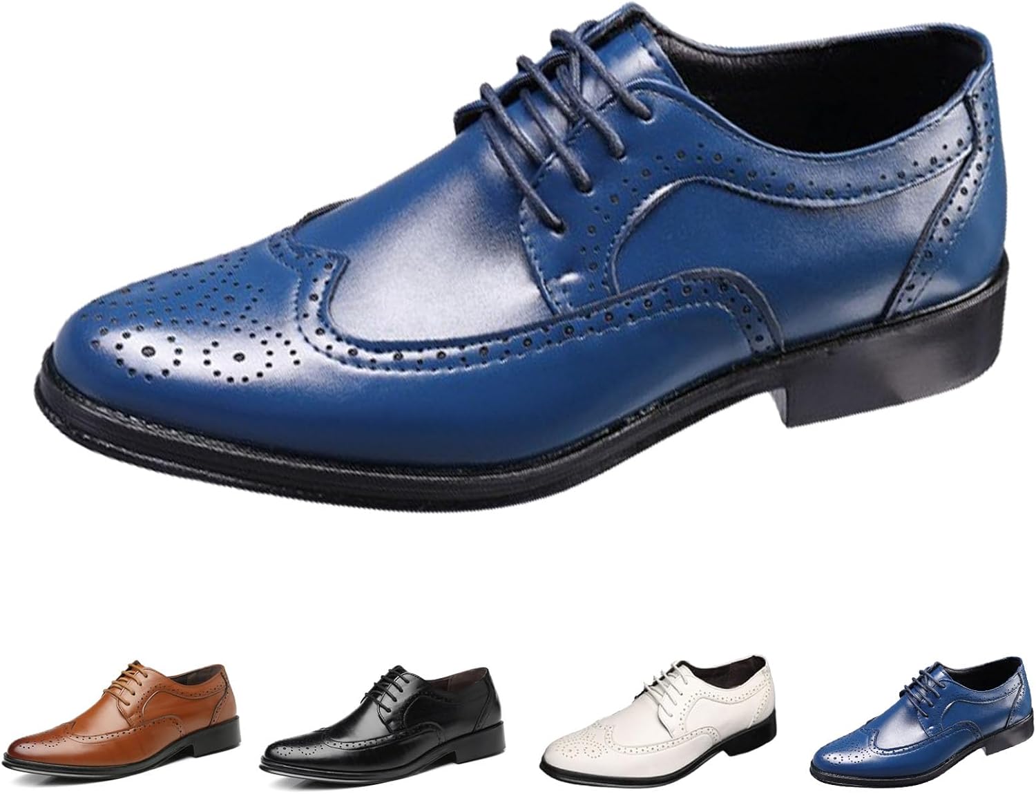 

Мужские классические кожаные туфли с шнуровкой Oxfords, модные, нескользящие, для работы, дышащие, деловые и повседневные Cubicbee, синий