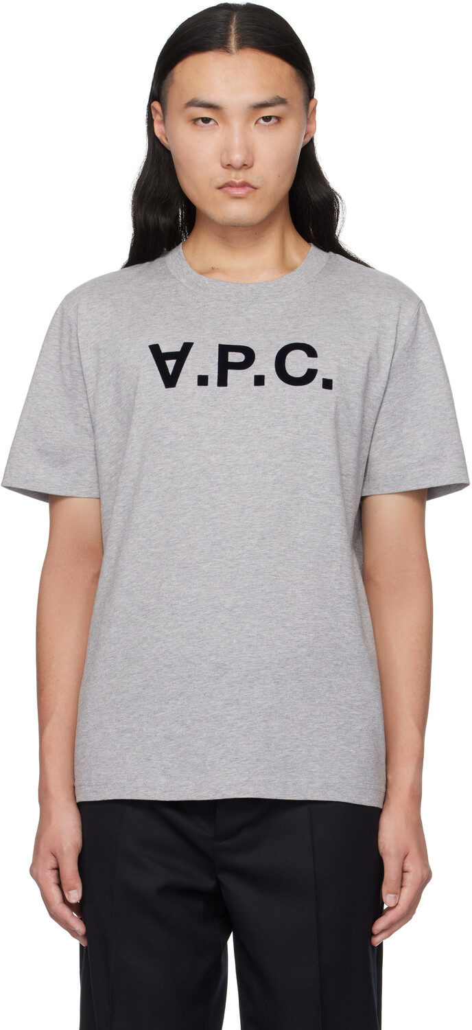 

Серая футболка Standard Grand 'VPC' A.P.C., Heather grey/Dark navy blue