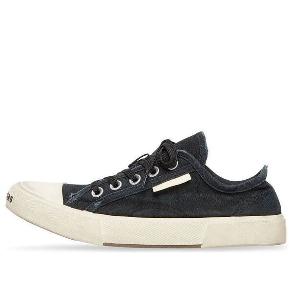 Кроссовки paris low top sneakers 'black destroyed cotton and white rubber' Balenciaga, черный